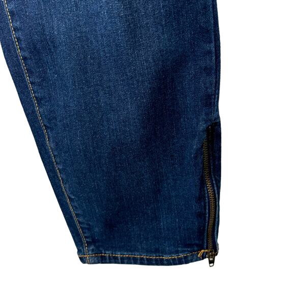 Old Navy SZ 16 Rockstar Jeans Stretch Whiskered Mid-Rise Ankle Zippers Dark Wash - Picture 7 of 11